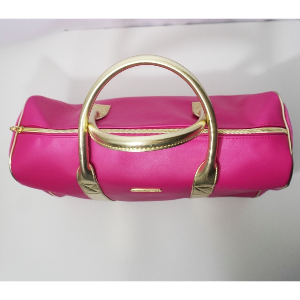 Juicy Couture Pink Velour Faux Leather Barbiecore Hand Bag Gold Trim w/ J Charm - Picture 7 of 10